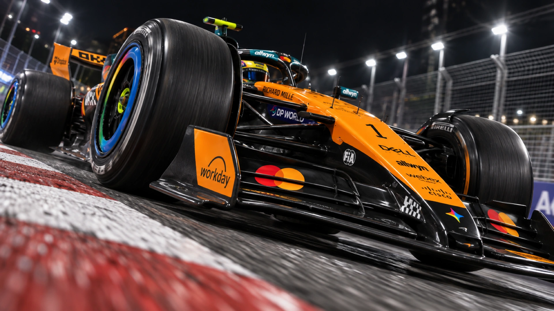 Front tracking view of the racing car