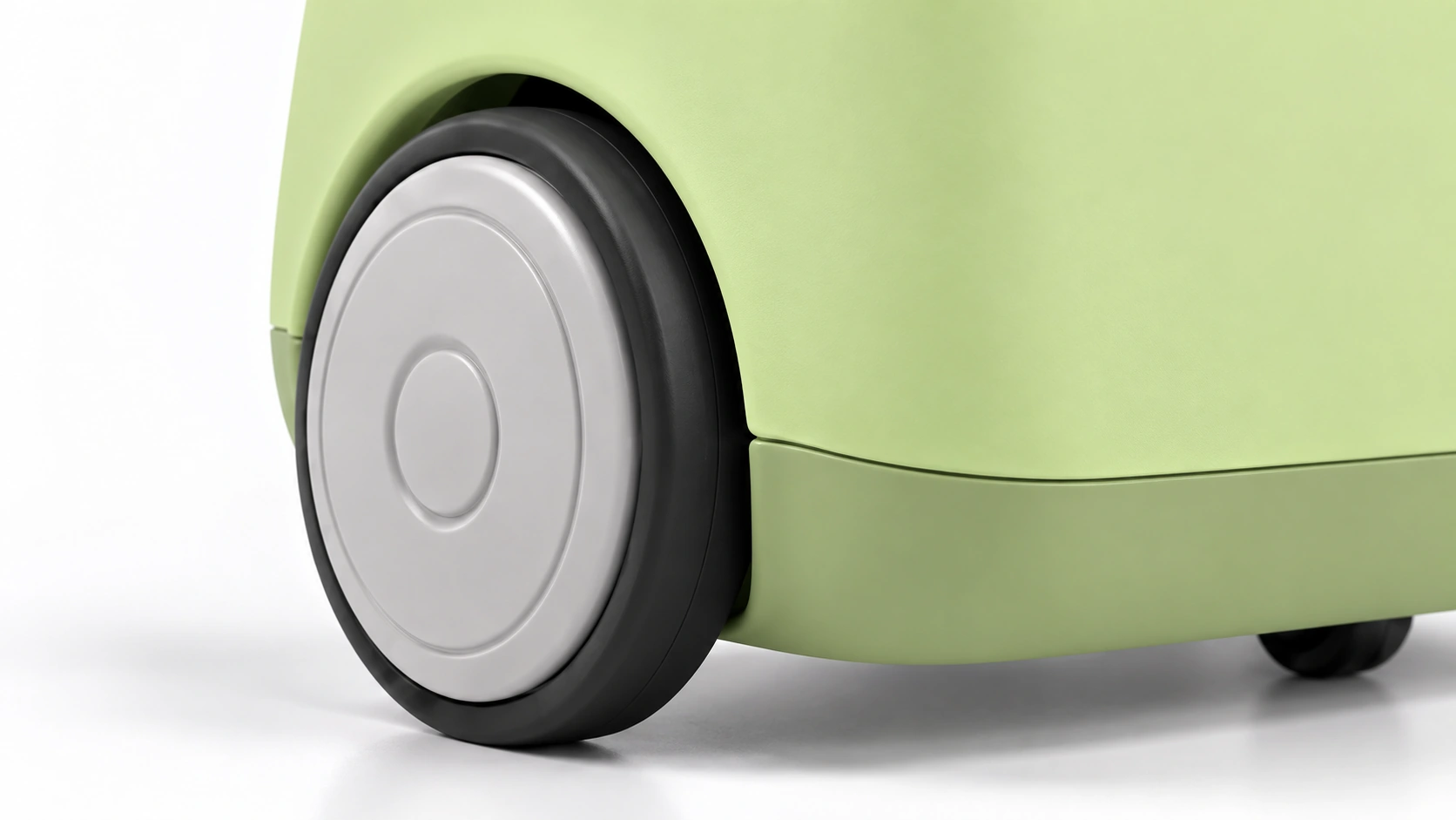 Lime green SCOOT wheel and body close-up